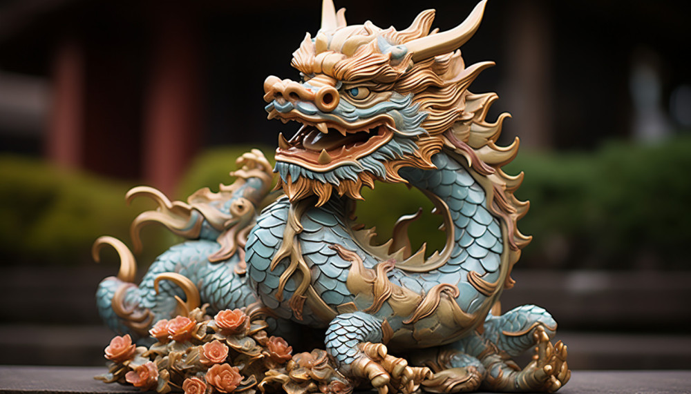 What is the significance of the dragon statue?